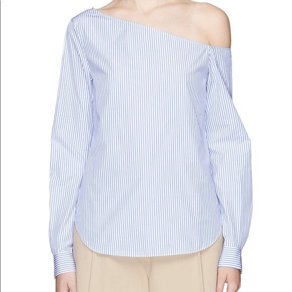 4/$100 Theory Ulrika Dalton Stripe One Shoulder Top - Picture 7 of 8